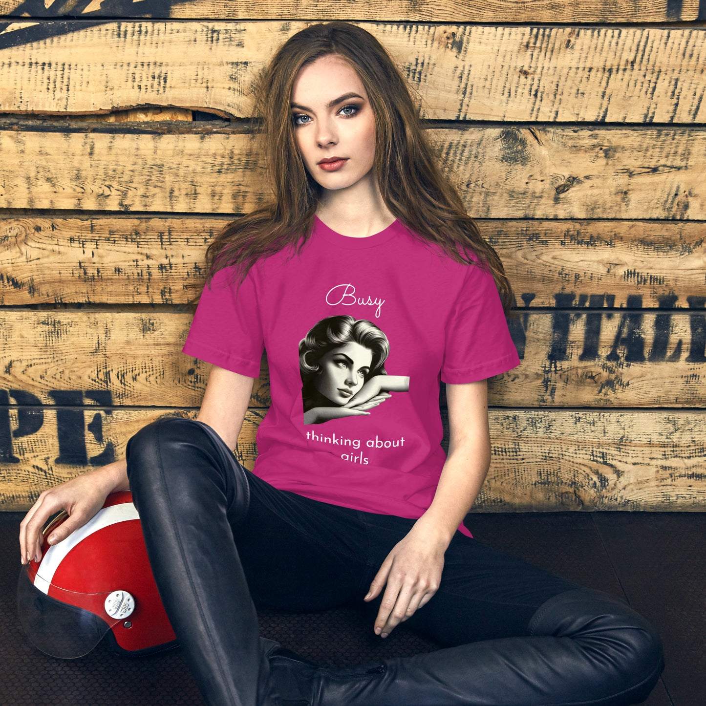 BUSY THINKING ABOUT GIRLS (white letters)-Unisex t-shirt-Queerdeaux Designs