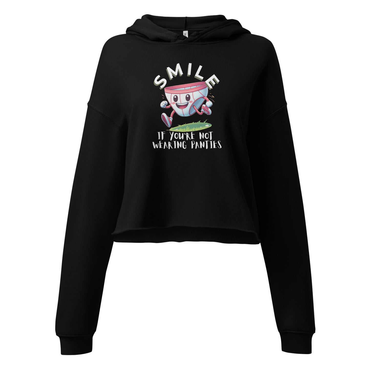 SMILE IF YOU'RE NOT WEARING PANTIES-Crop Hoodie-Queerdeaux Designs