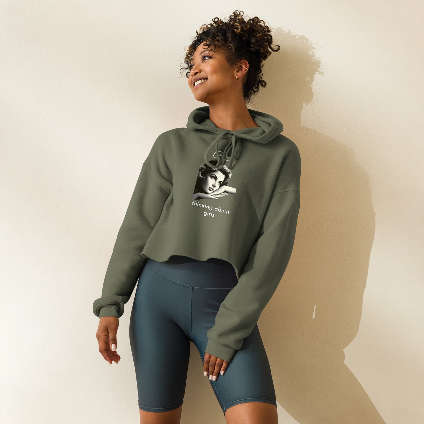 BUSY THINKING ABOUT GIRLS-Crop Hoodie-Queerdeaux Designs
