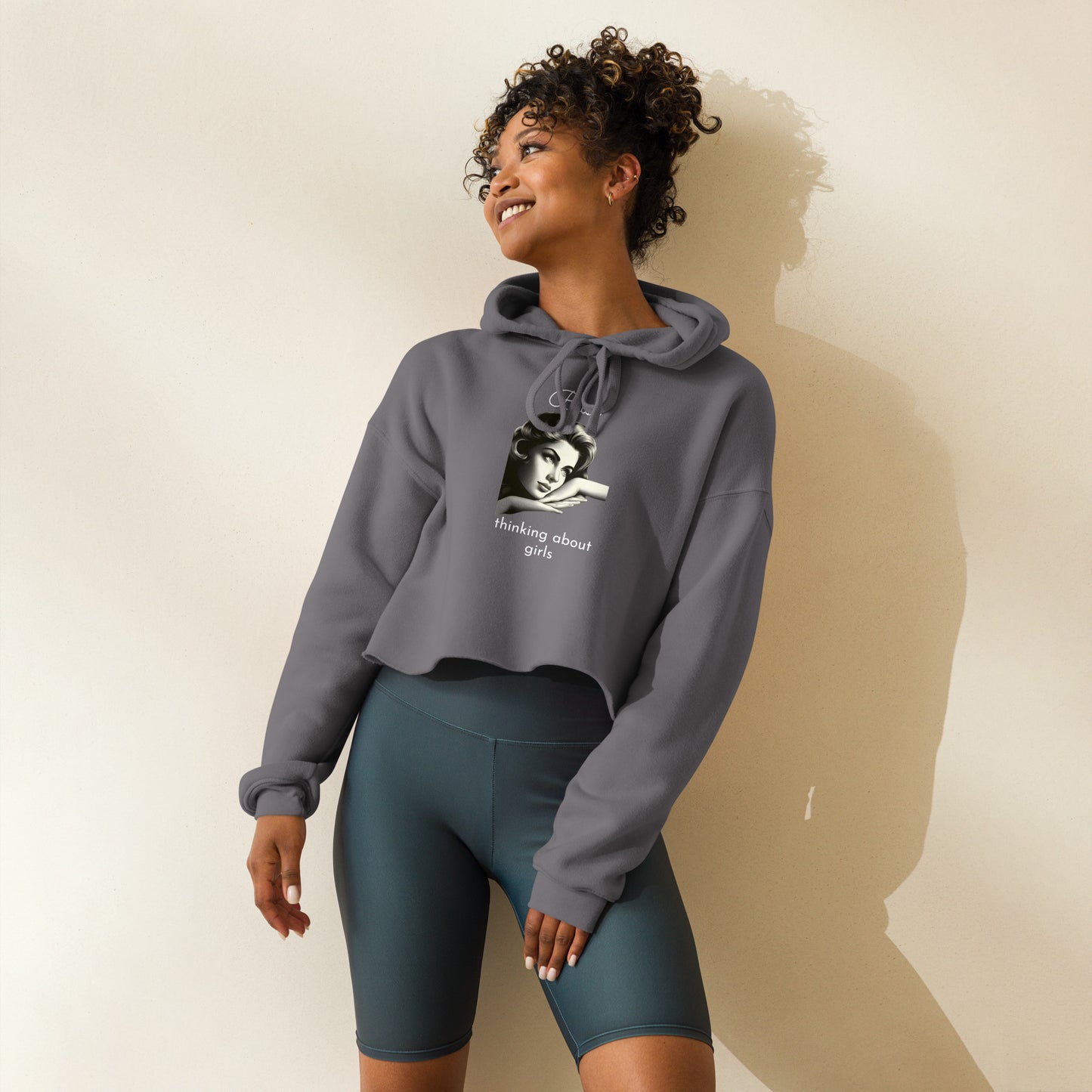 BUSY THINKING ABOUT GIRLS-Crop Hoodie-Queerdeaux Designs