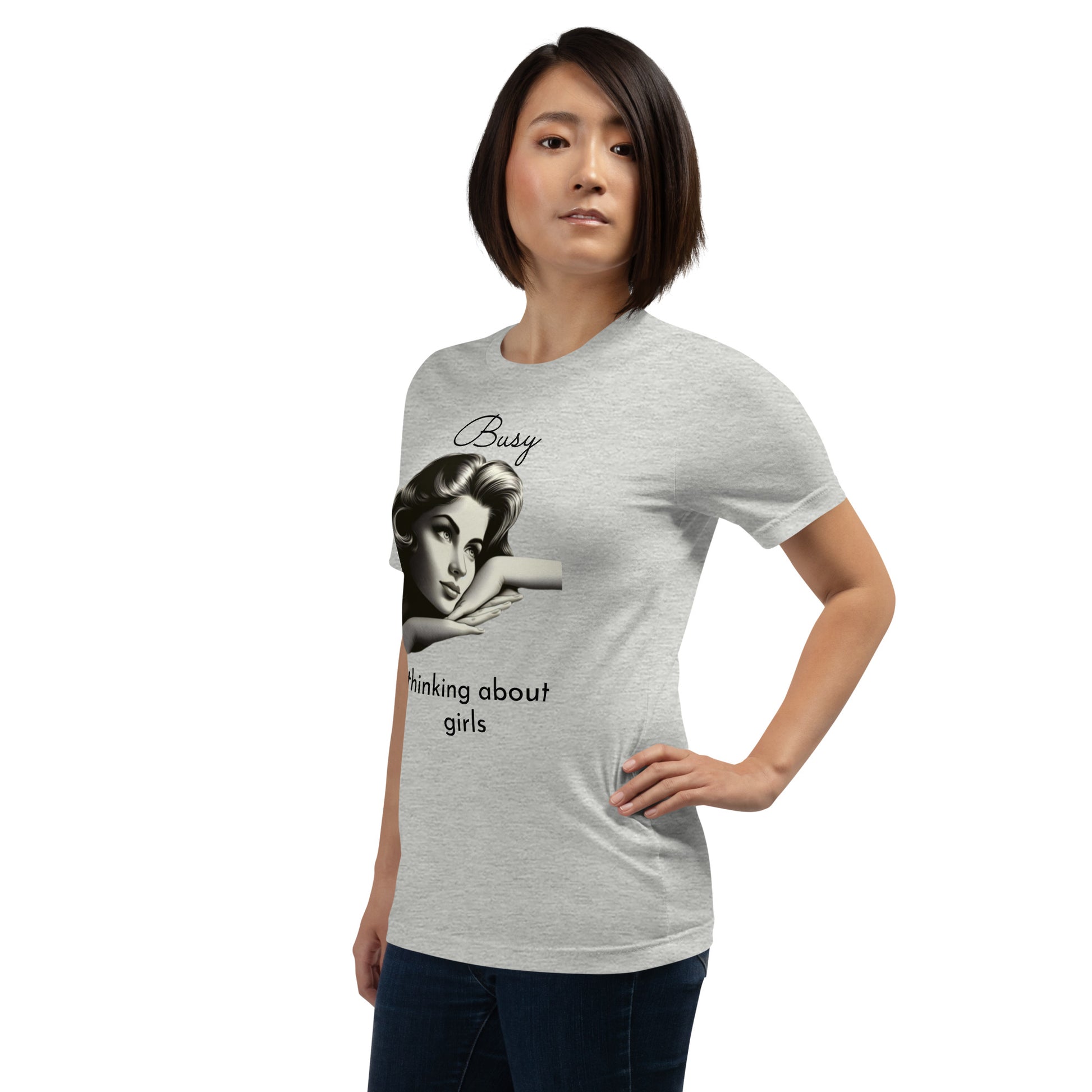 BUSY THINKING ABOUT GIRLS (black letters)-Unisex t-shirt-Queerdeaux Designs