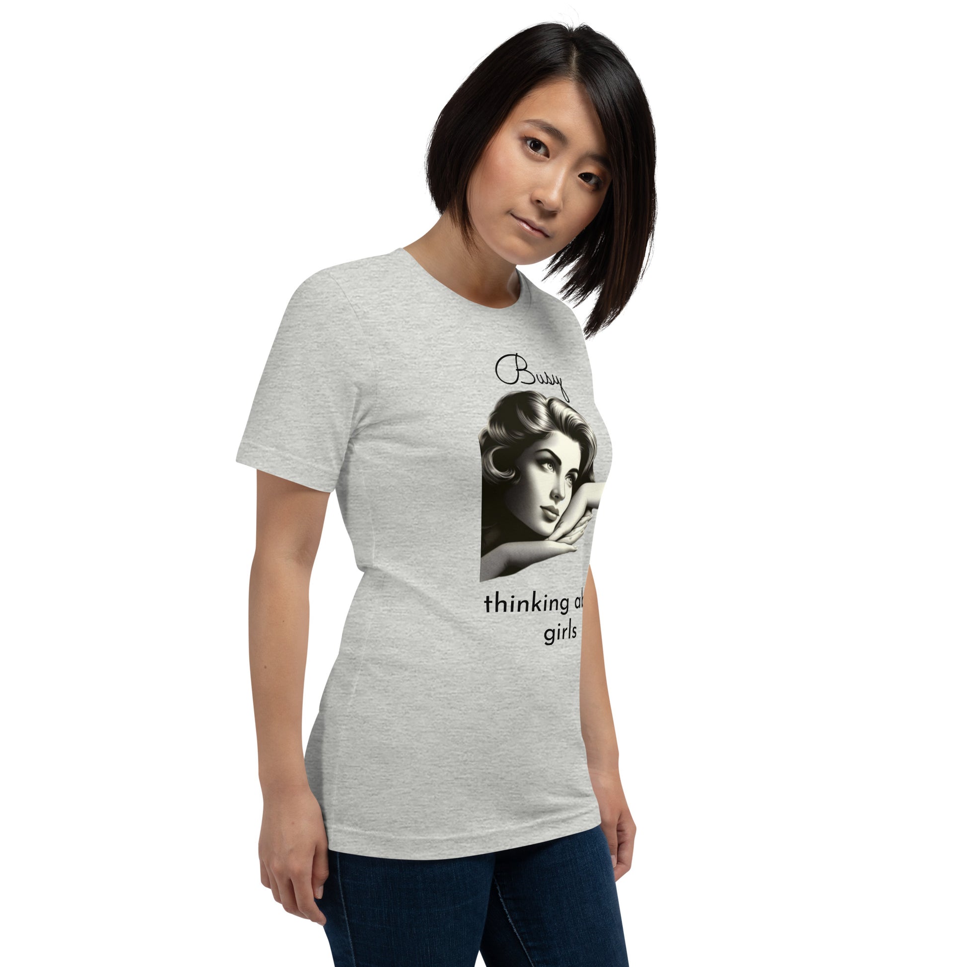 BUSY THINKING ABOUT GIRLS (black letters)-Unisex t-shirt-Queerdeaux Designs
