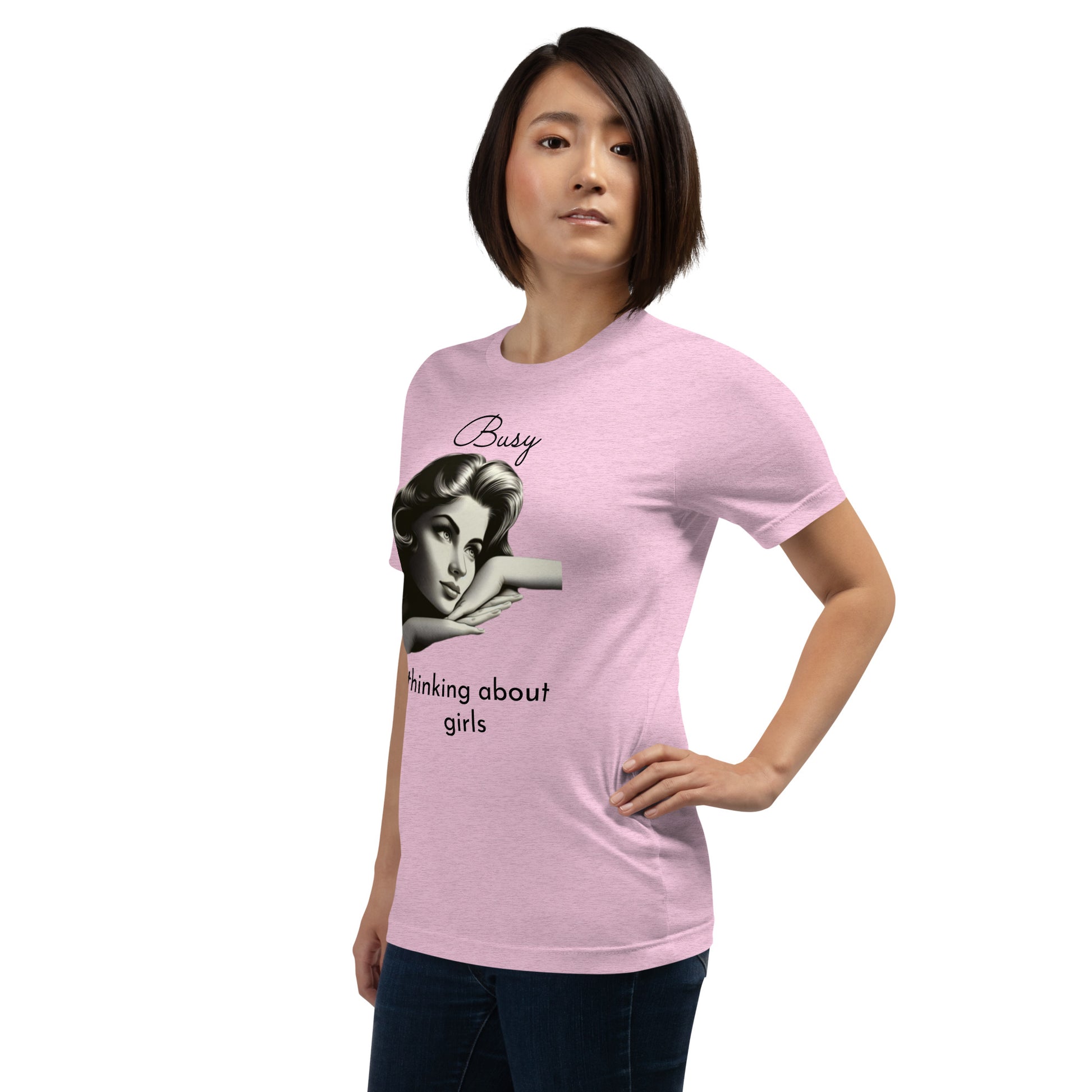 BUSY THINKING ABOUT GIRLS (black letters)-Unisex t-shirt-Queerdeaux Designs