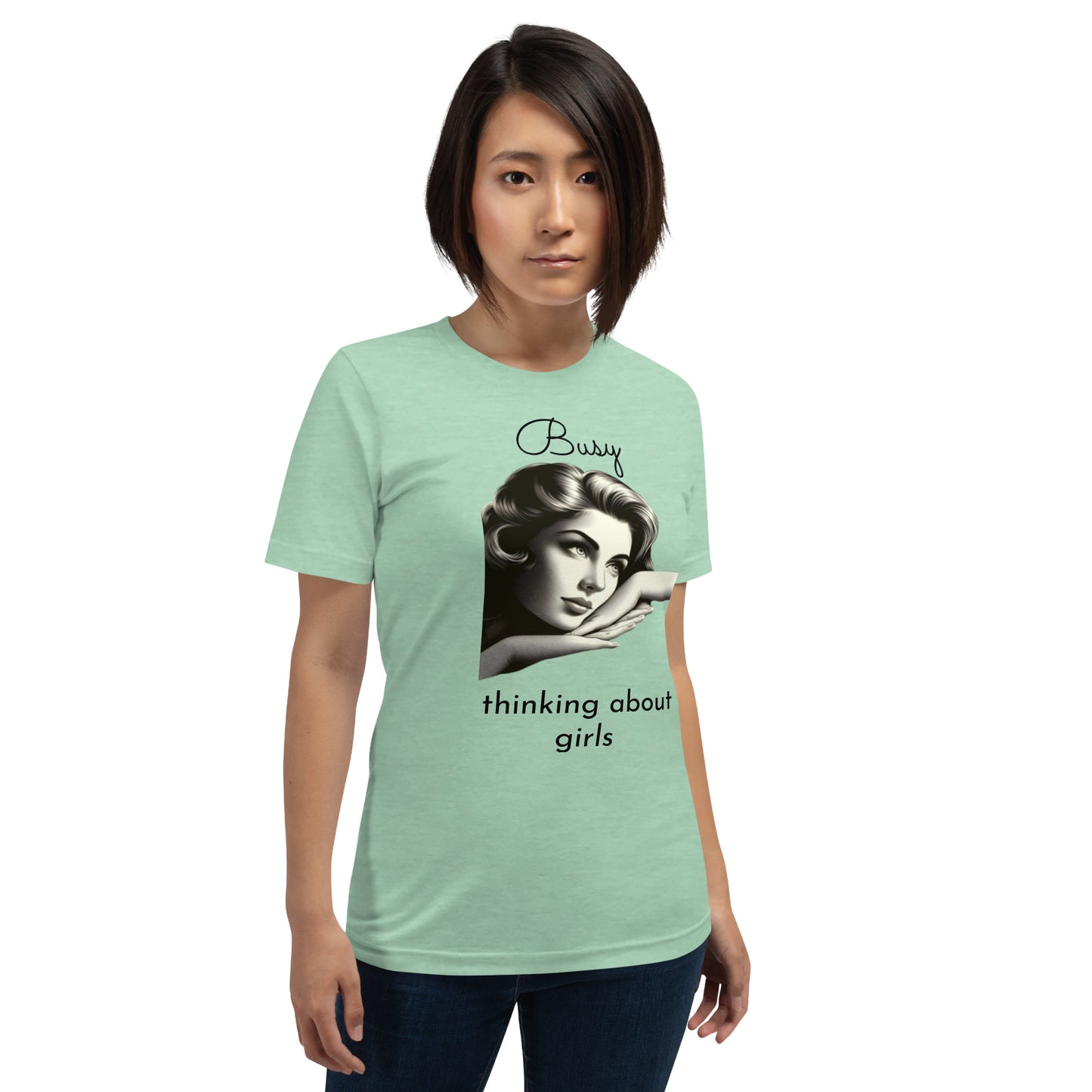 BUSY THINKING ABOUT GIRLS (black letters)-Unisex t-shirt-Queerdeaux Designs