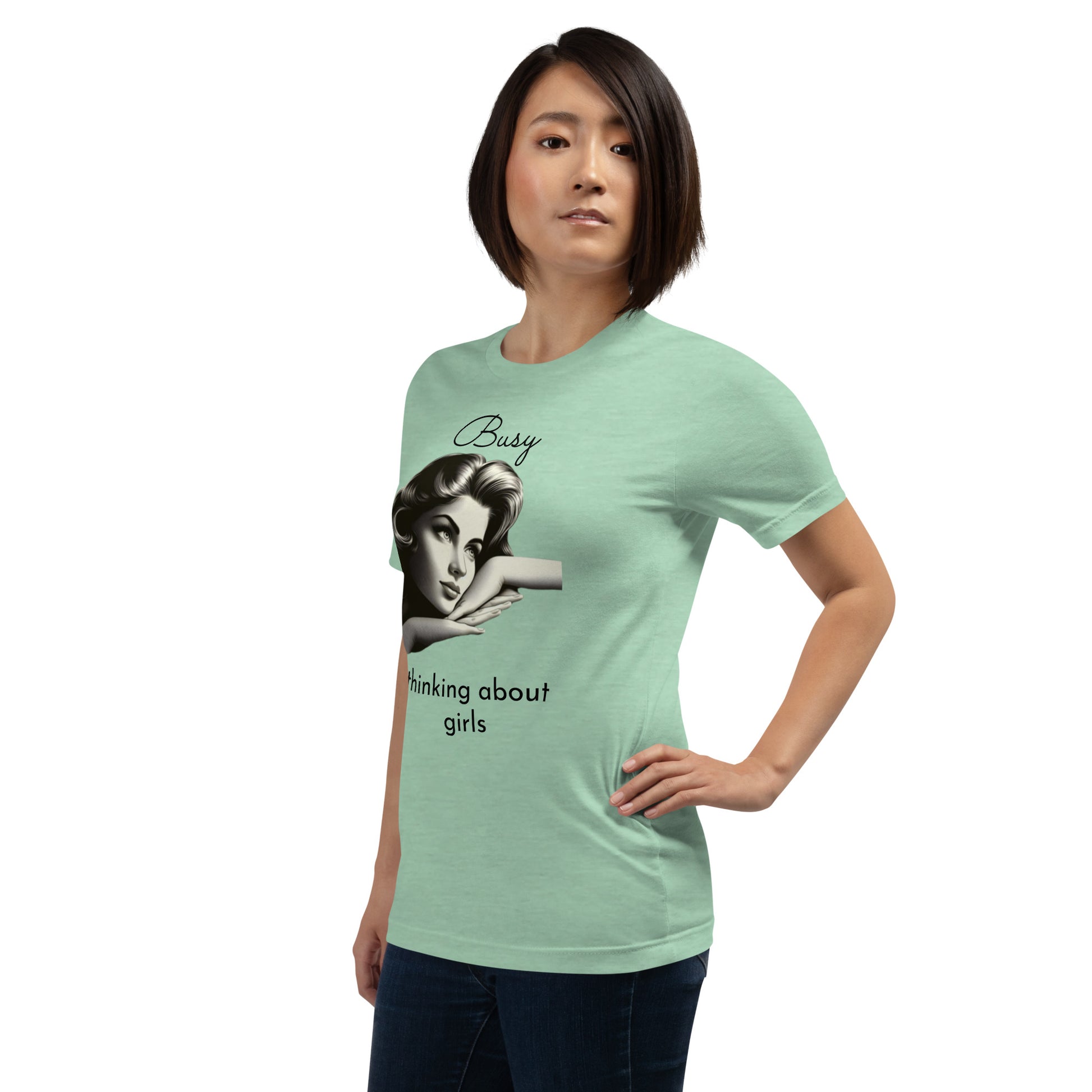 BUSY THINKING ABOUT GIRLS (black letters)-Unisex t-shirt-Queerdeaux Designs