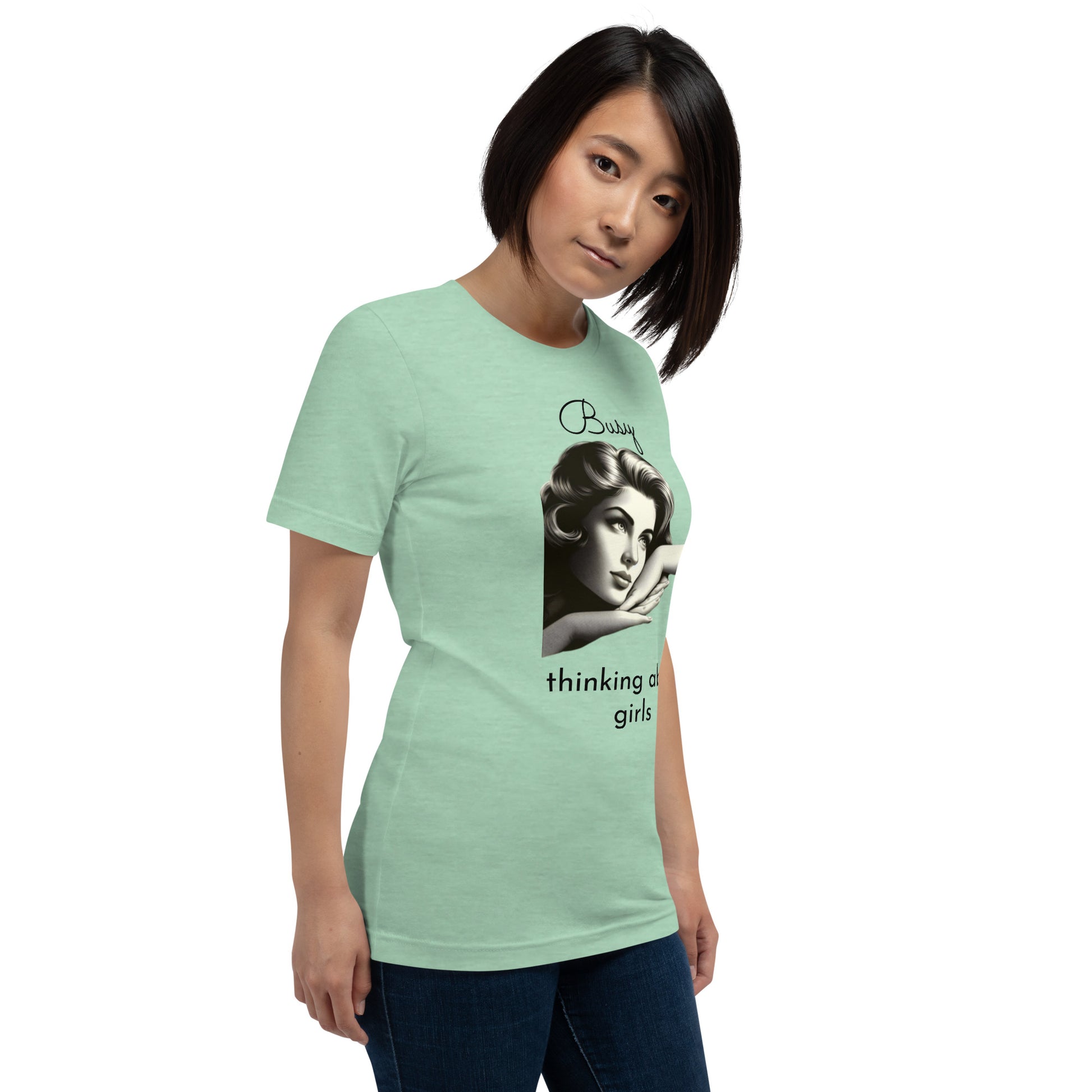 BUSY THINKING ABOUT GIRLS (black letters)-Unisex t-shirt-Queerdeaux Designs