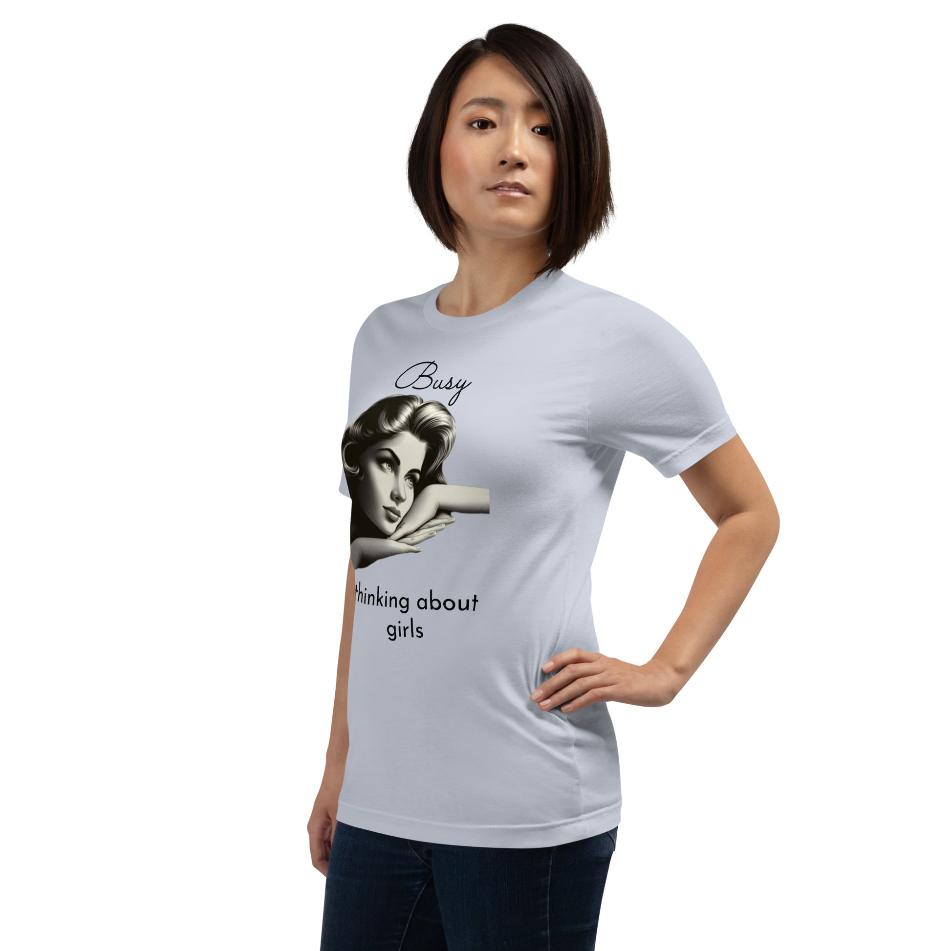 BUSY THINKING ABOUT GIRLS (black letters)-Unisex t-shirt-Queerdeaux Designs