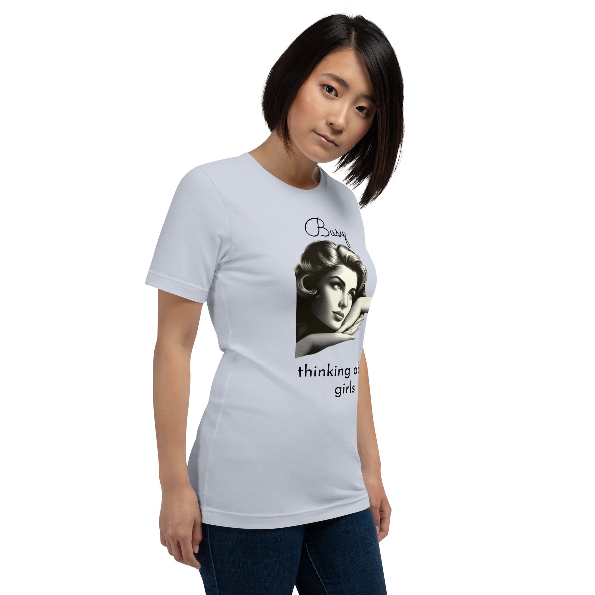BUSY THINKING ABOUT GIRLS (black letters)-Unisex t-shirt-Queerdeaux Designs