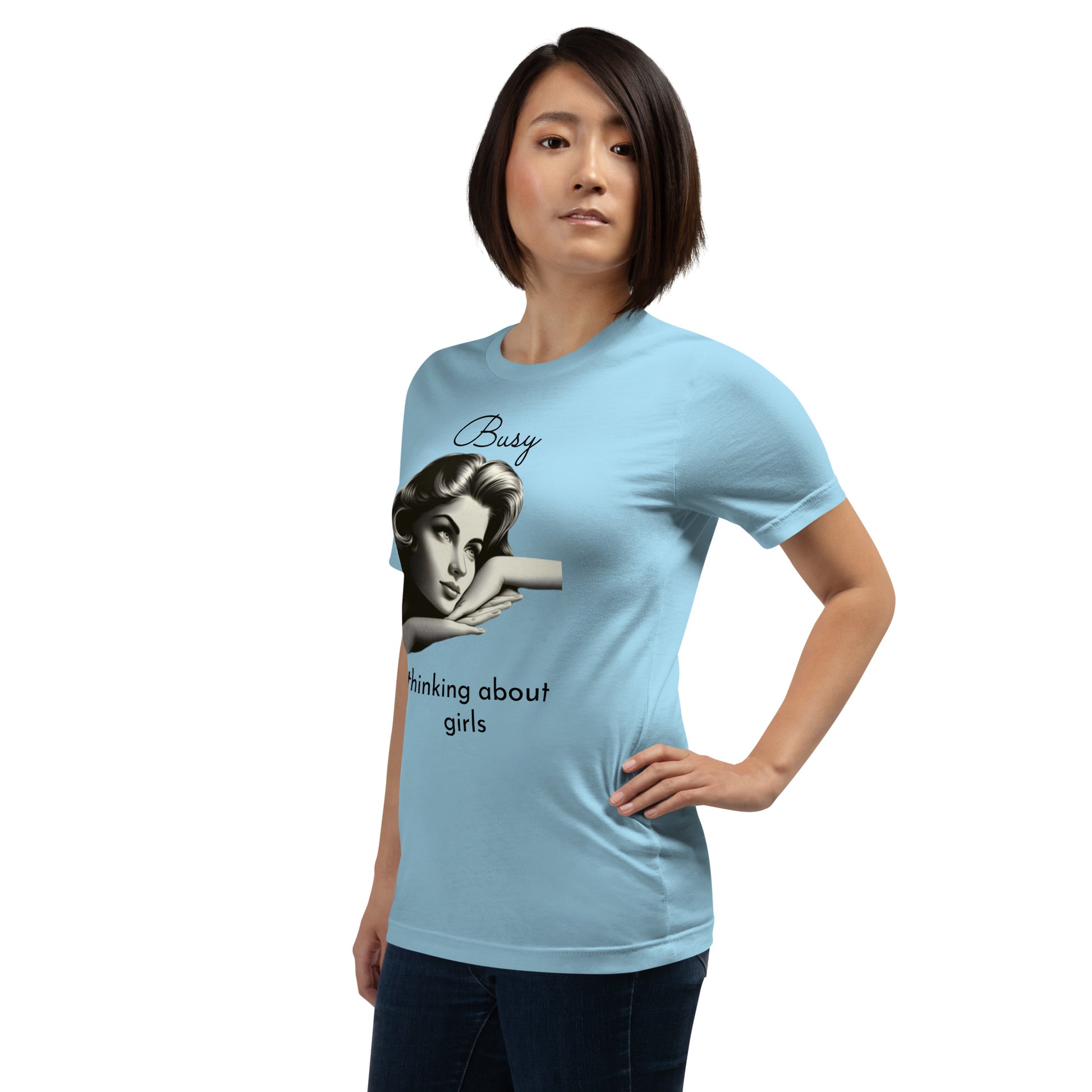 BUSY THINKING ABOUT GIRLS (black letters)-Unisex t-shirt-Queerdeaux Designs