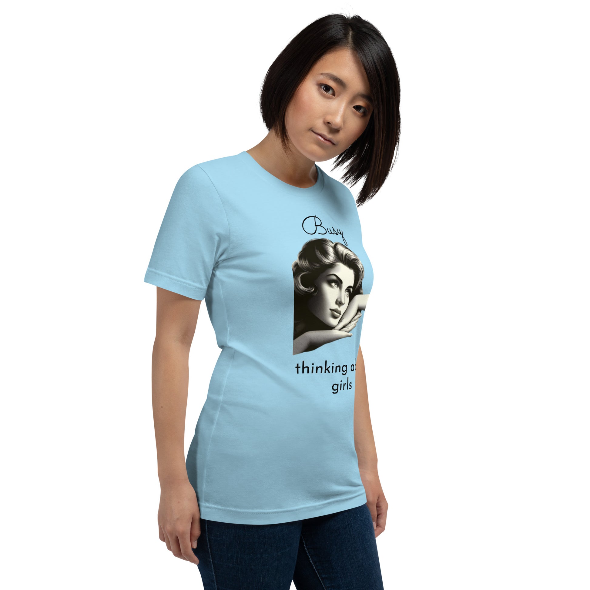 BUSY THINKING ABOUT GIRLS (black letters)-Unisex t-shirt-Queerdeaux Designs
