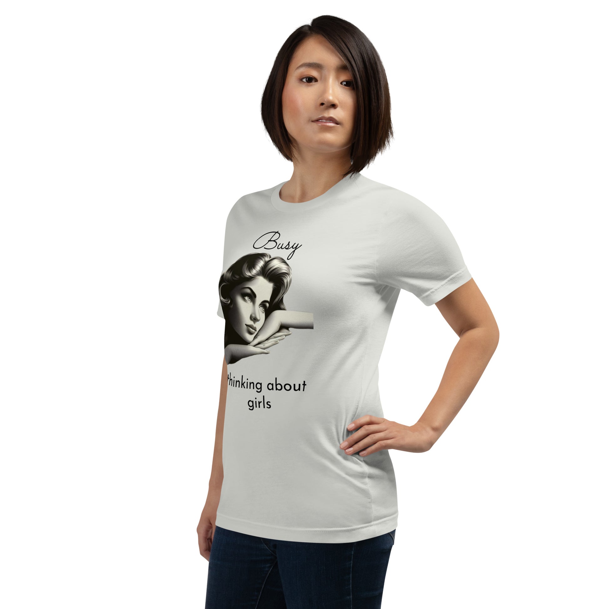 BUSY THINKING ABOUT GIRLS (black letters)-Unisex t-shirt-Queerdeaux Designs