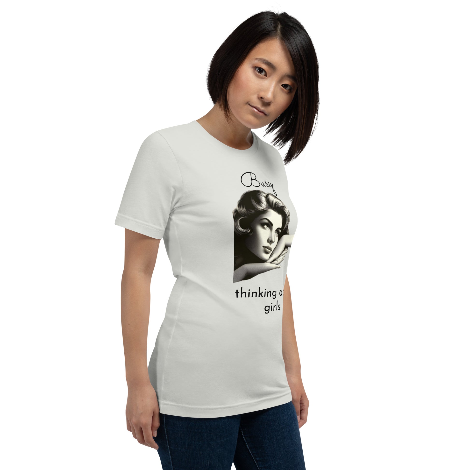 BUSY THINKING ABOUT GIRLS (black letters)-Unisex t-shirt-Queerdeaux Designs