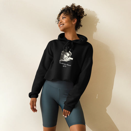 BUSY THINKING ABOUT GIRLS-Crop Hoodie-Queerdeaux Designs