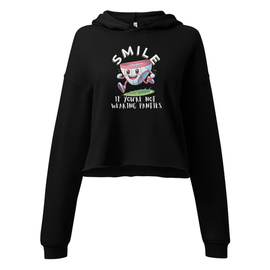 SMILE IF YOU'RE NOT WEARING PANTIES-Crop Hoodie-Queerdeaux Designs
