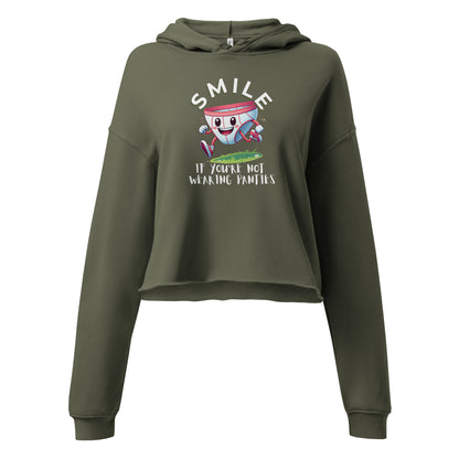 SMILE IF YOU'RE NOT WEARING PANTIES-Crop Hoodie-Queerdeaux Designs